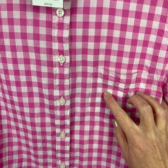NWT J Crew Factory Button Front Blouse Pink Gingham Petite Medium PM - Picture 4 of 8